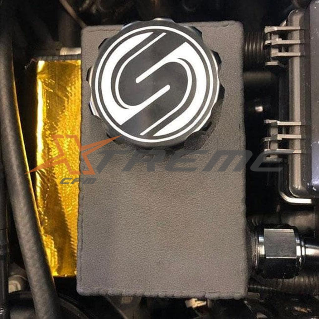 Synergy's C6 Corvette ZR1 Engine Bay Expansion/Water Tank Top View With Synergy Motorsports Logo.